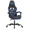 Gaming Chair with Footrest Black and Blue Faux Leather