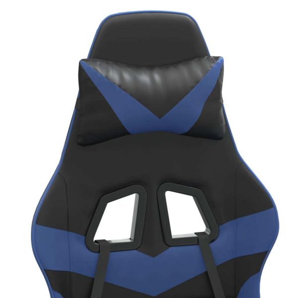 Gaming Chair with Footrest Black and Blue Faux Leather