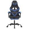 Gaming Chair with Footrest Black and Blue Faux Leather