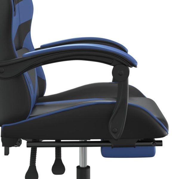 Gaming Chair with Footrest Black and Blue Faux Leather