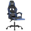 Gaming Chair with Footrest Black and Blue Faux Leather