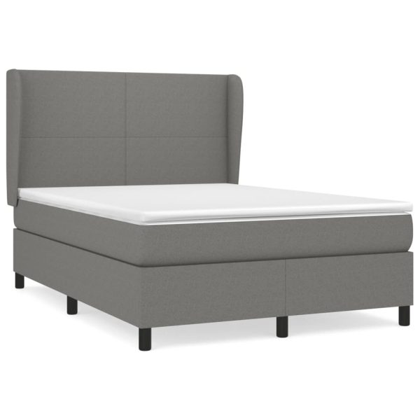 Box Spring Bed with Mattress Dark Grey Fabric