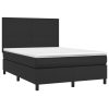Box Spring Bed with Mattress&LED Black 137×190 cm Double Faux Leather