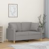 Dundee 2-Seater Sofa with Pillows&Cushions Light Grey 120 cm Fabric
