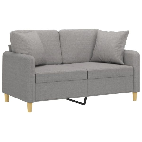 Dundee 2-Seater Sofa with Pillows&Cushions Light Grey 120 cm Fabric