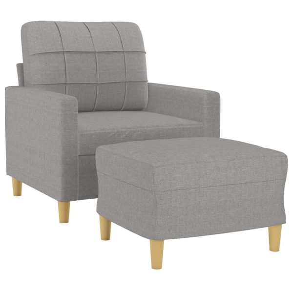 Coventry Sofa Chair with Footstool Light Grey 60 cm Fabric