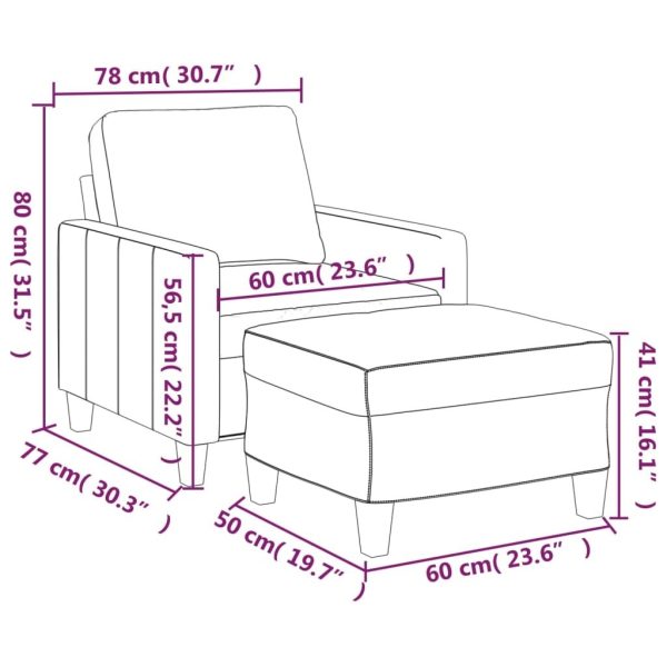 Fairmont Sofa Chair with Footstool Black 60 cm Faux Leather