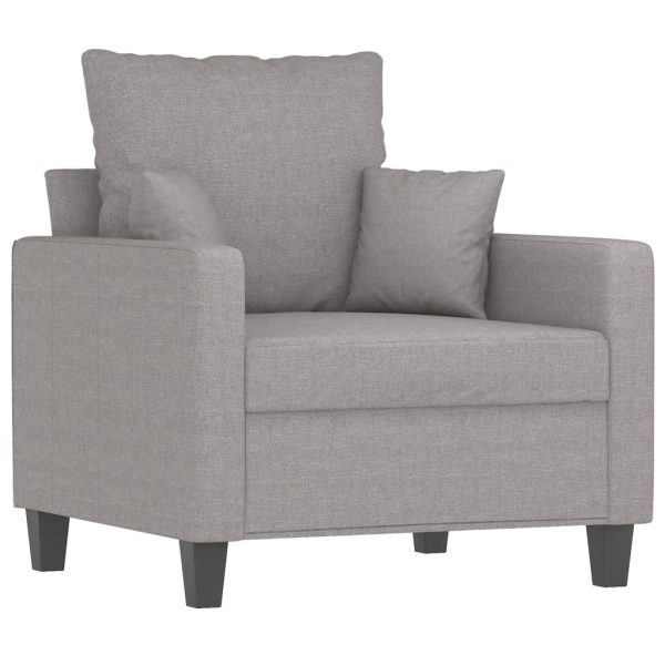 Evington Sofa Chair with Footstool Light Grey 60 cm Fabric