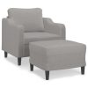 Seacombe Sofa Chair with Footstool Light Grey 60 cm Fabric