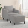 Seacombe Sofa Chair with Footstool Light Grey 60 cm Fabric