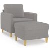 Hewitt Sofa Chair with Footstool Light Grey 60 cm Fabric