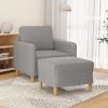 Hewitt Sofa Chair with Footstool Light Grey 60 cm Fabric