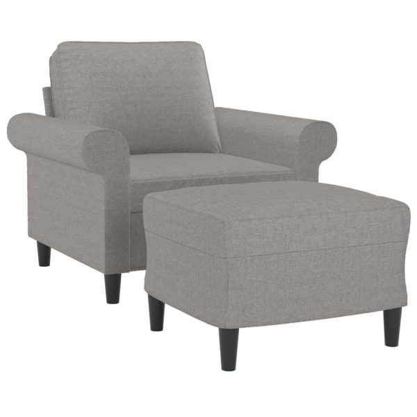 Escondido Sofa Chair with Footstool Light Grey 60 cm Fabric