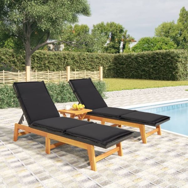 Garden Lounge Set Poly Rattan&Solid Wood Acacia