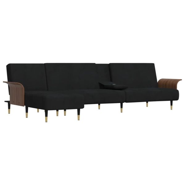 L-shaped Sofa Black 279x140x70 cm Velvet