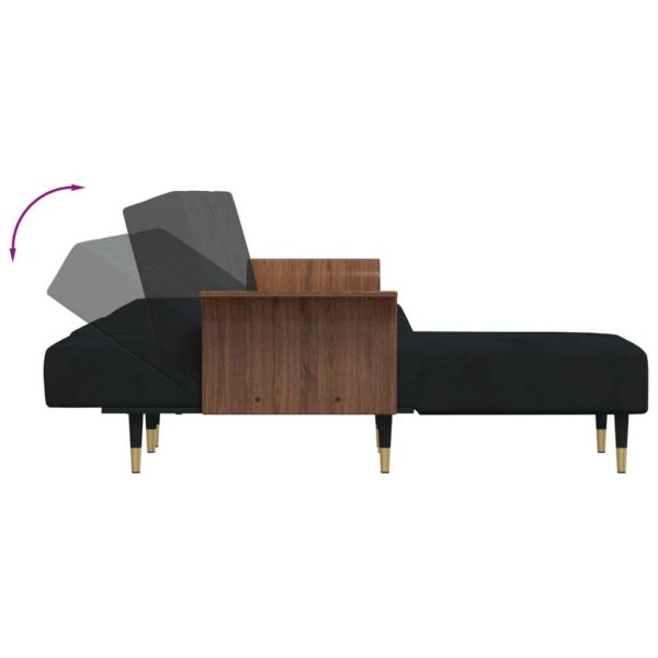 L-shaped Sofa Black 279x140x70 cm Velvet