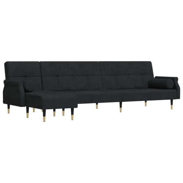 L-shaped Sofa Bed Black 271x140x70 cm Velvet