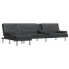 L-shaped Sofa Bed Black 255x140x70 cm Faux Leather