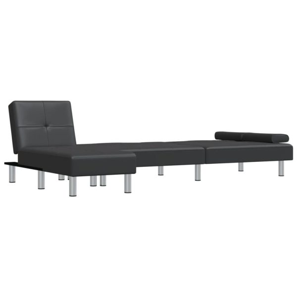 L-shaped Sofa Bed Black 255x140x70 cm Faux Leather