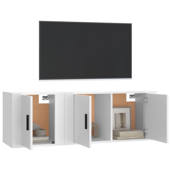 2 Piece TV Cabinet Set White Engineered Wood