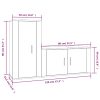 2 Piece TV Cabinet Set White Engineered Wood