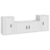 3 Piece TV Cabinet Set White Engineered Wood