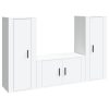 3 Piece TV Cabinet Set White Engineered Wood