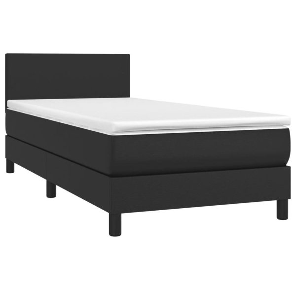 Box Spring Bed with Mattress Black 100×200 cm Faux Leather
