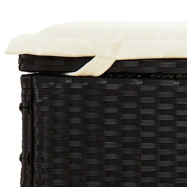 2-Person Sunbed with Cushions Black Poly Rattan