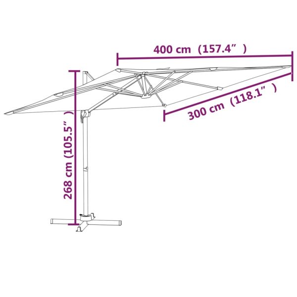 Cantilever Umbrella with Aluminium Pole Anthracite 400×300 cm