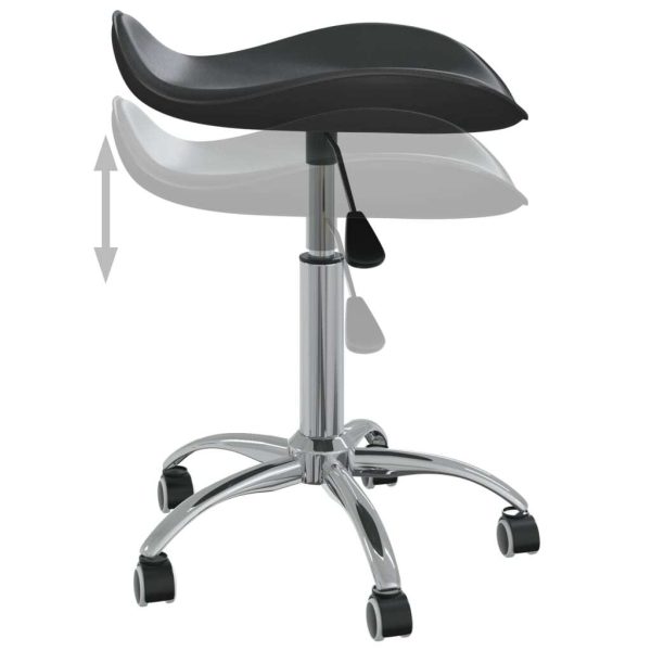 Salon Spa Stool Black Faux Leather