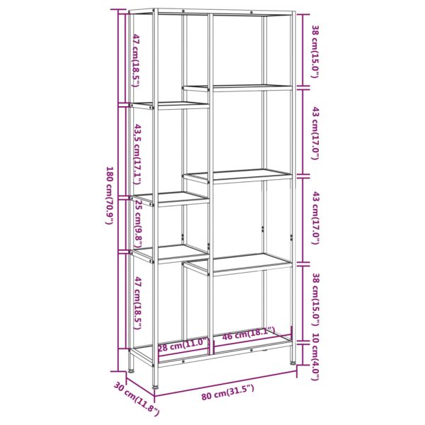 Book Shelf 80x30x180 cm Steel and Engineered Wood