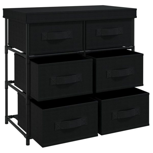 Storage Cabinet with 6 Drawers 55x29x55 cm Black Steel