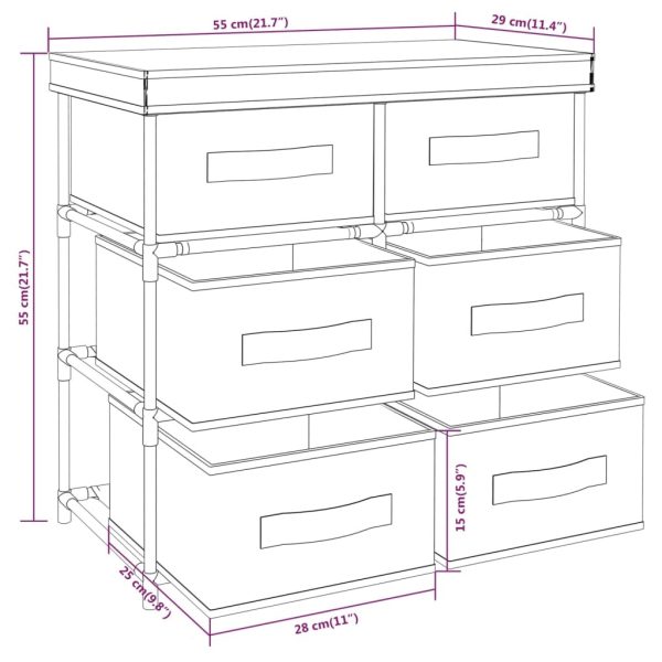 Storage Cabinet with 6 Drawers 55x29x55 cm Black Steel