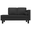 Chaise Lounge with Cushions and Bolster Black Faux Leather