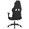 Massage Gaming Chair with Footrest Black and White Fabric