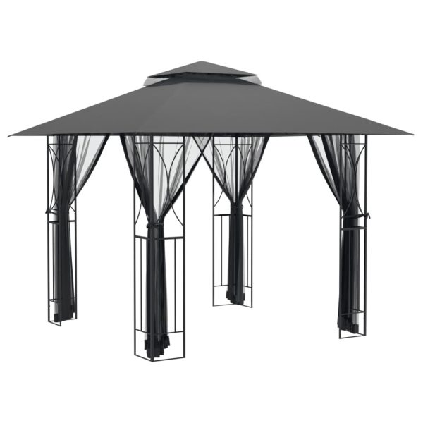 Gazebo with Sidewalls Anthracite Steel