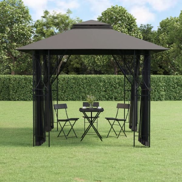 Gazebo with Sidewalls Anthracite Steel