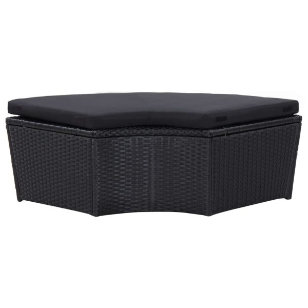 Outdoor Lounge Bed with Canopy Poly Rattan Black