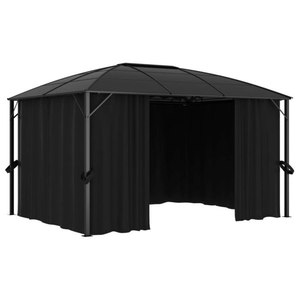 Gazebo with Curtains 400x300x265 cm Anthracite