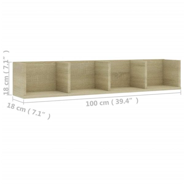 CD Wall Shelf Sonoma Oak 100x18x18 cm Engineered Wood