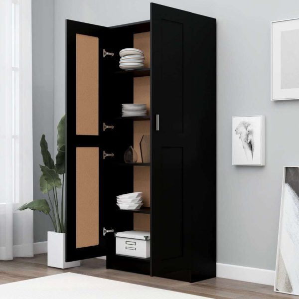Book Cabinet Black 82.5×30.5×185.5 cm Engineered Wood