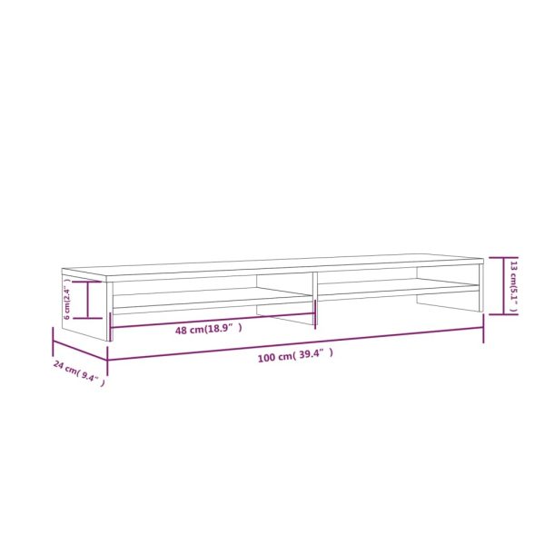 Whittlesey Monitor Stand White 100x24x13 cm Solid Wood Pine