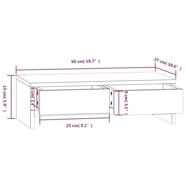 Alexander Monitor Stand 50x27x15 cm Solid Wood Pine