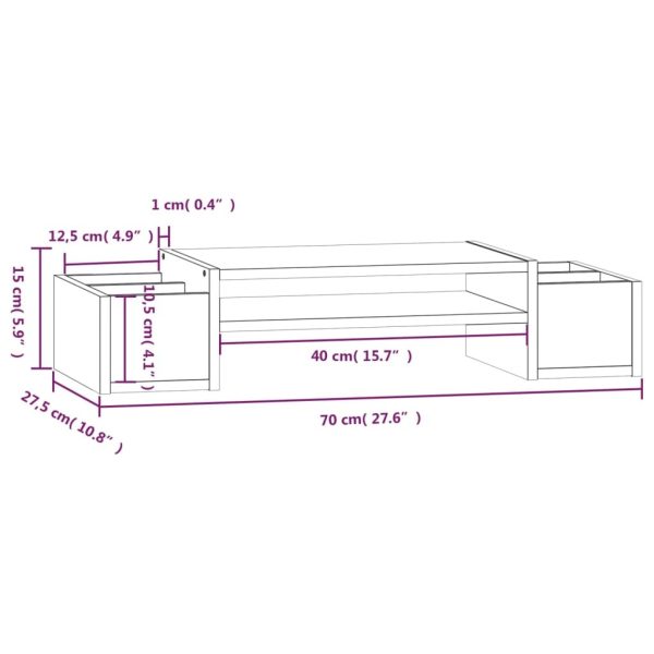 Monitor Stand 70×27.5×15 cm Solid Wood Pine