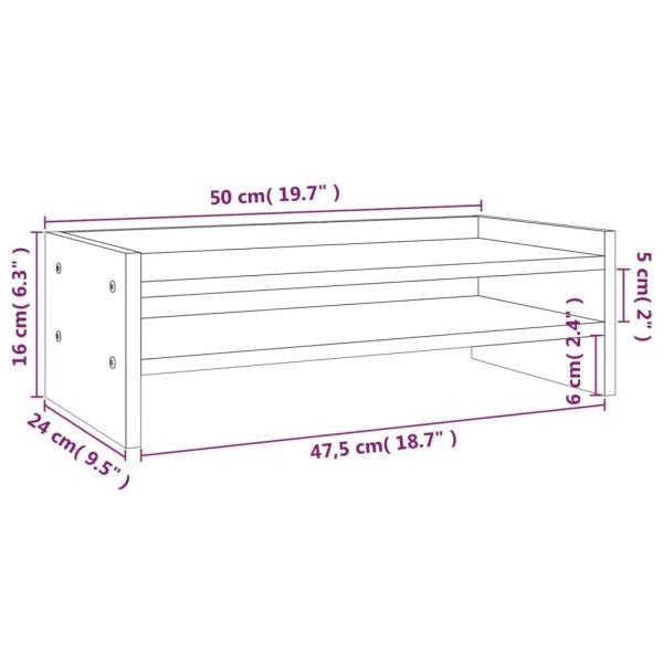 Monitor Stand 50x24x16 cm Solid Wood Pine