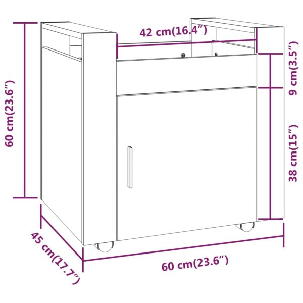 Desk Trolley White 60x45x60 cm Engineered Wood