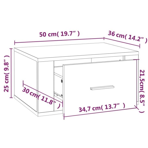 Sandhurst Wall-mounted Bedside Cabinet White 50x36x25 cm