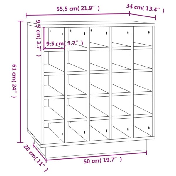 Wine Cabinet 55.5x34x61 cm Solid Wood Pine