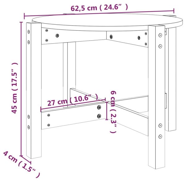 Coffee Table Ø 62,5×45 cm Solid Wood Pine